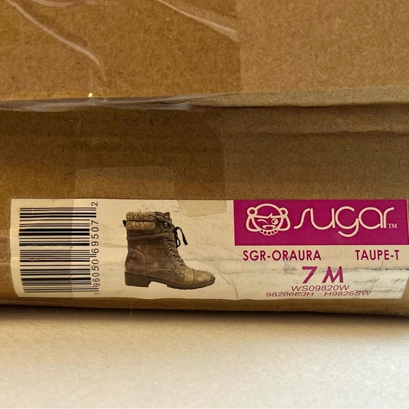 New Sugar Oraura Brown Lace Up Womens Combat Ankle Boots / Sz 7 - Picture 3 of 12